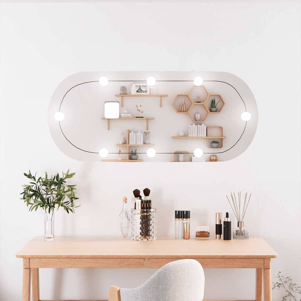 Miroir mural avec lumières LED 25x60 cm verre ovale Maison Chic - Image 2