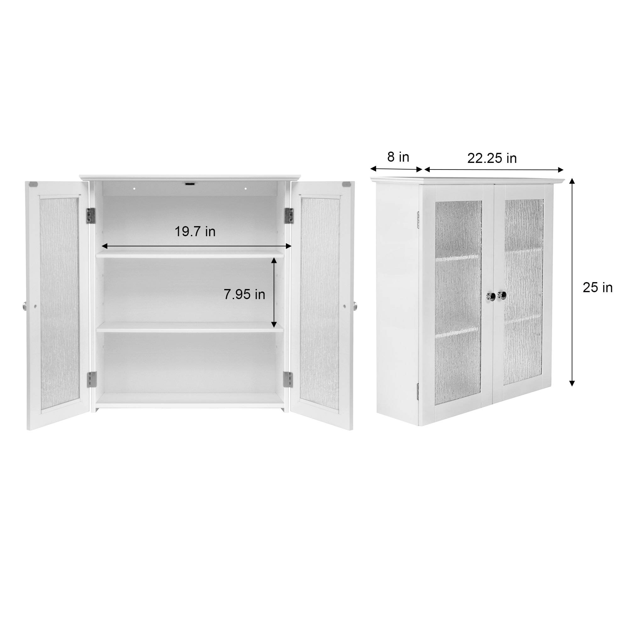 Teamson Home - Armoire murale de salle de bain effet bois blanc portes en verre Teamson Home - Image 4