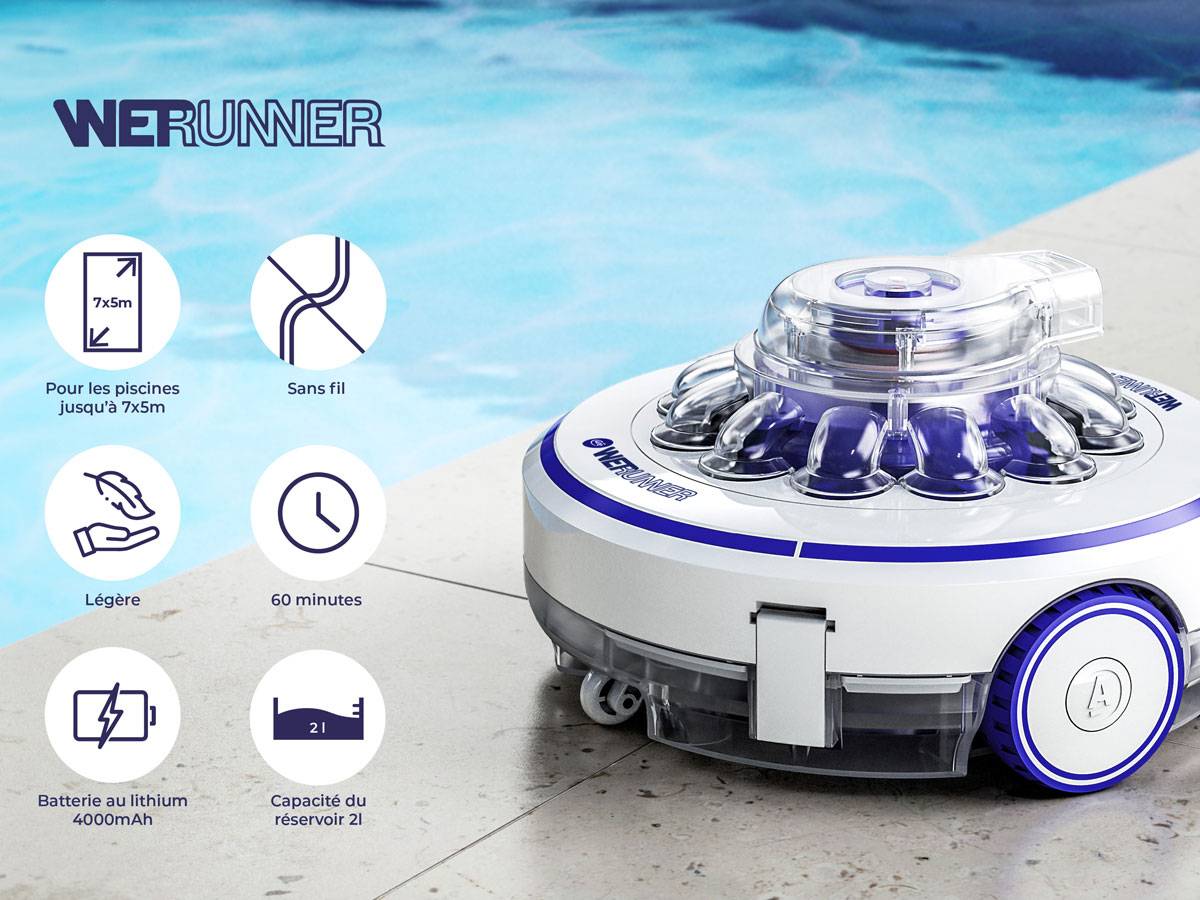 Gre Pools - Robot électrique sans fil à batterie Wet Runner - 36 m³/h - pour piscine jusqu'à 7x5 m Gre Pools - Image 5