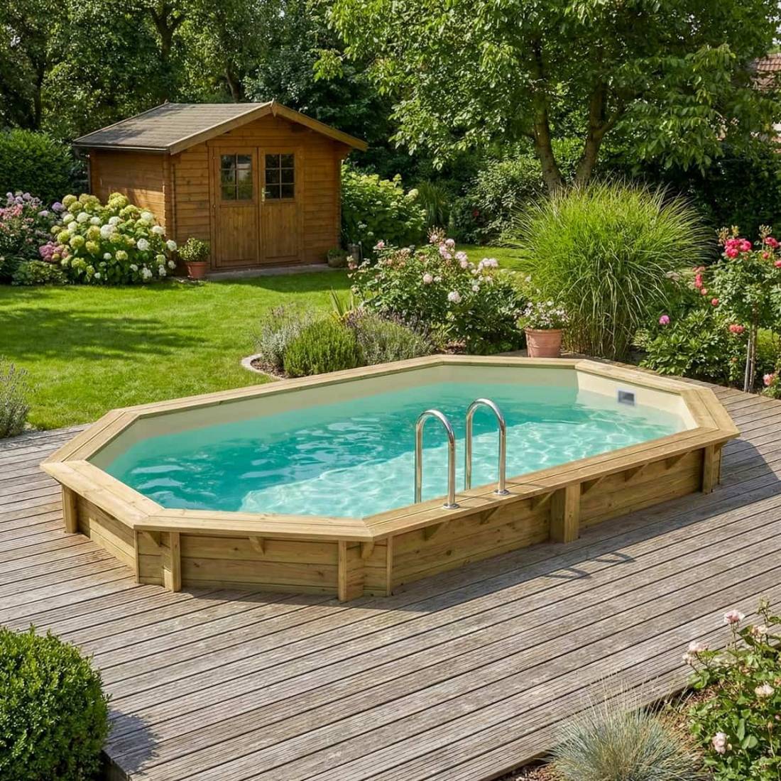 Altanka - Piscine hors sol en bois NEMO 5.79 x 3.49 - H.1.45 m, sable, fixations à visser - BAS7304OSPL3 - ALTANKA - Image 3