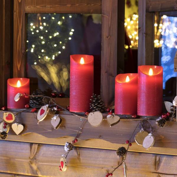 Lotti - Bougie LED cire véritable rouge à piles Flamme oscillante H15cm Blanc chaud Timer Lotti - Image 8