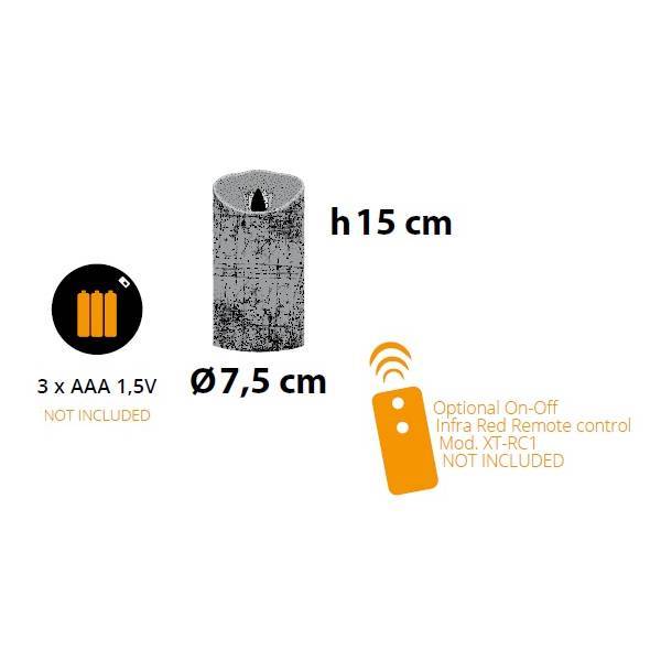 Lotti - Bougie LED cire véritable rouge à piles Flamme oscillante H15cm Blanc chaud Timer Lotti - Image 2