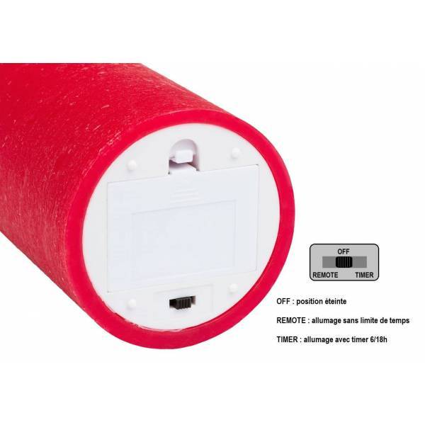 Lotti - Bougie LED cire véritable rouge à piles Flamme oscillante H15cm Blanc chaud Timer Lotti - Image 3