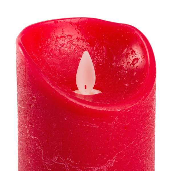 Lotti - Bougie LED cire véritable rouge à piles Flamme oscillante H15cm Blanc chaud Timer Lotti - Image 4