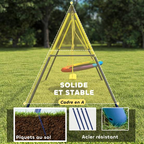 Balançoire portique pour enfant avec double balancelles, cordes réglables, cadre en acier, pour 3-8 ans - Image 7