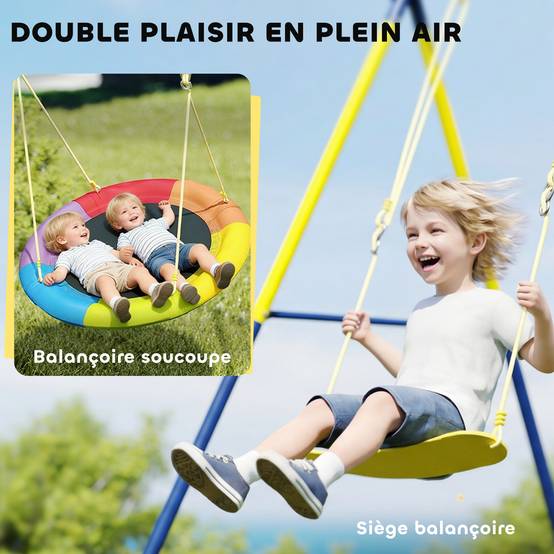 Balançoire portique pour enfant avec double balancelles, cordes réglables, cadre en acier, pour 3-8 ans - Image 6