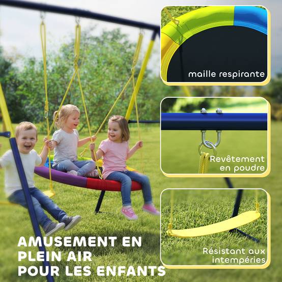 Balançoire portique pour enfant avec double balancelles, cordes réglables, cadre en acier, pour 3-8 ans - Image 9