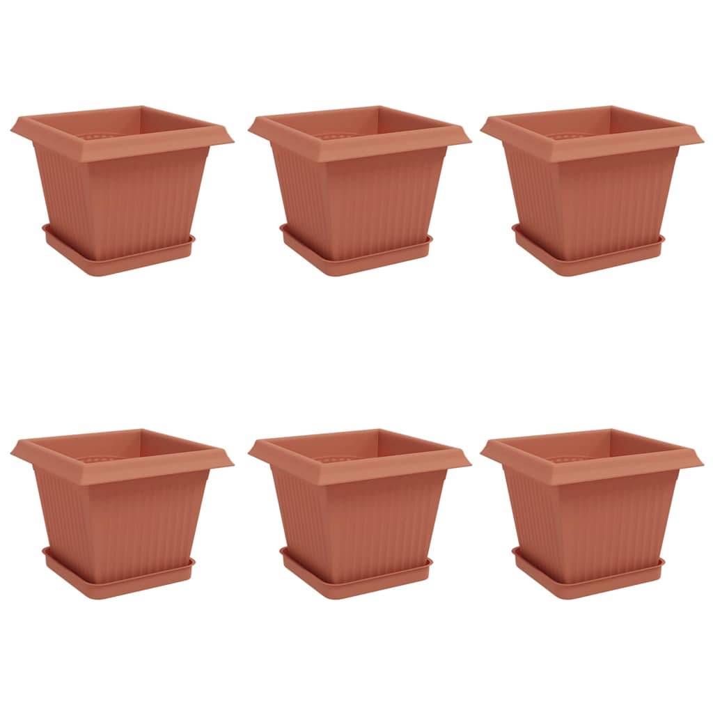 Vidaxl - Pots de plantes 6 pc Rouge brique Plastique vidaXL 3403291 - Image 2