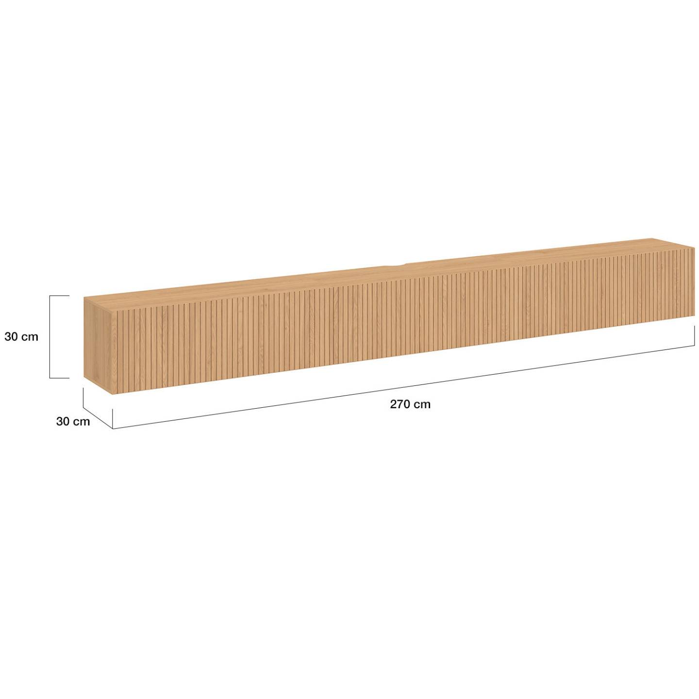 IDMARKET - Meuble TV 270 cm suspendu JULIETTE 3 portes lattes tasseau bois coloris chêne - Image 5