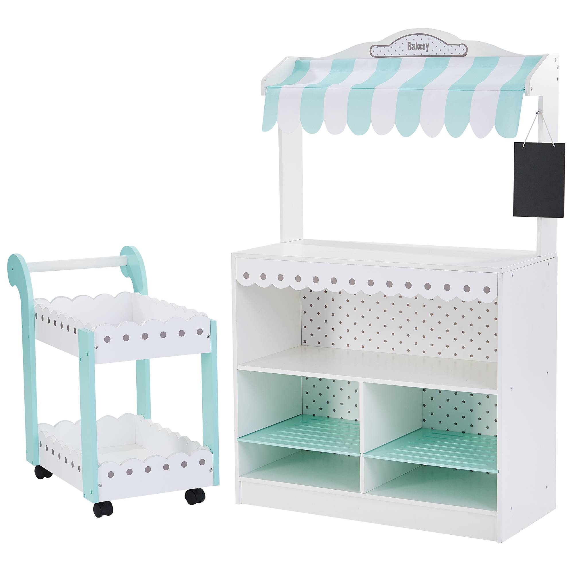 Stand de marché pour enfants 98 cm, Blanc Teamson Kids - Image 1