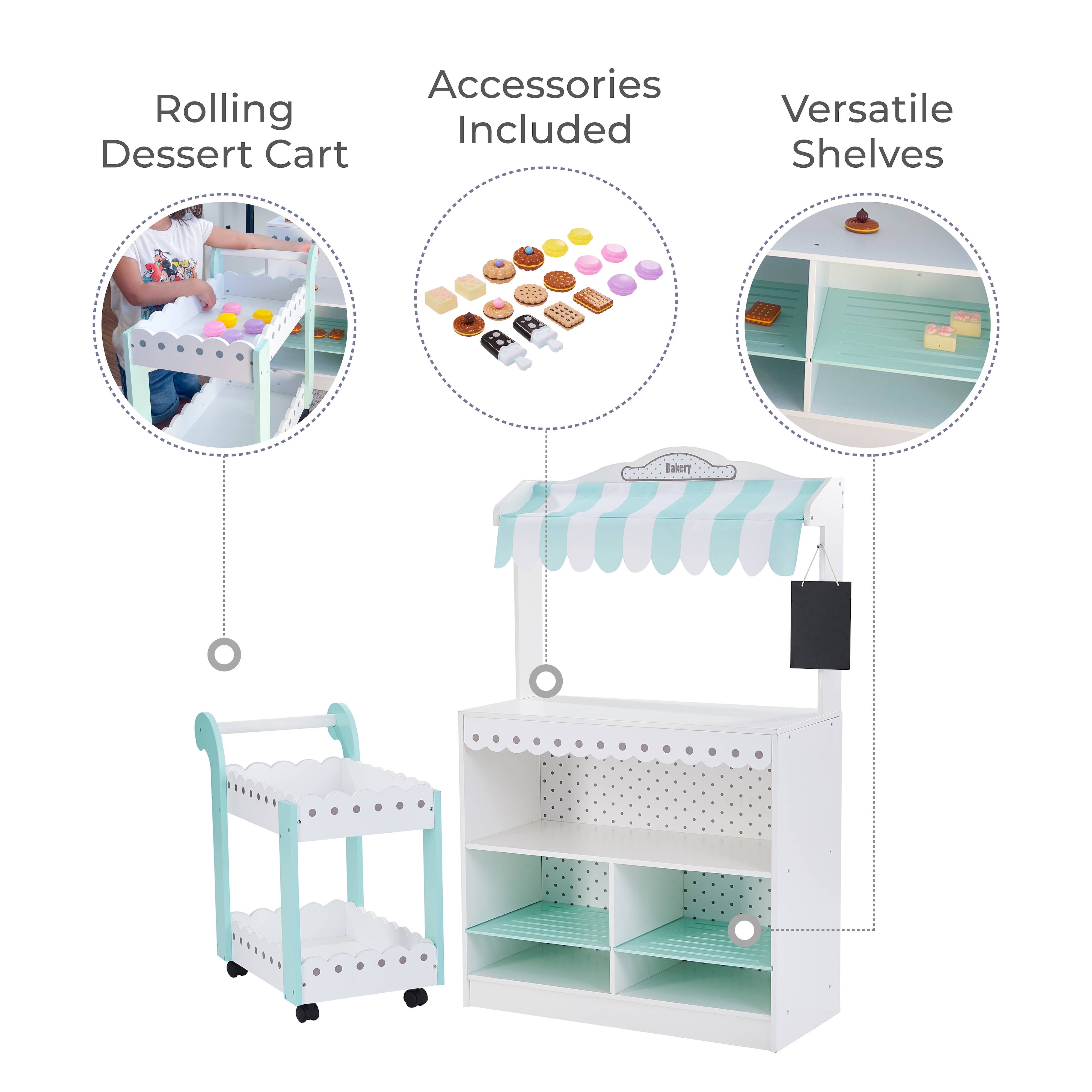 Stand de marché pour enfants 98 cm, Blanc Teamson Kids - Image 2