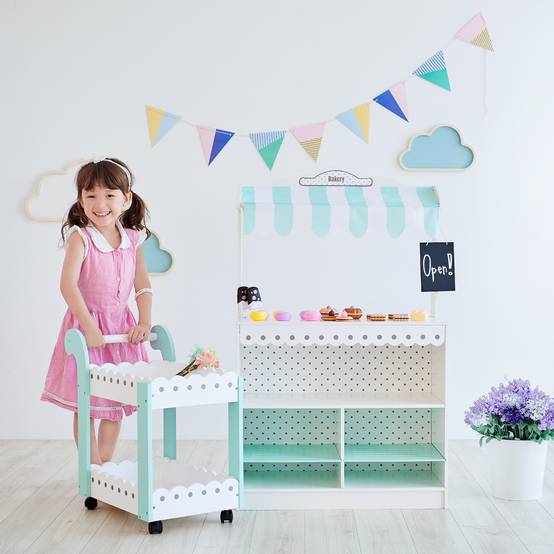 Stand de marché pour enfants 98 cm, Blanc Teamson Kids - Image 4