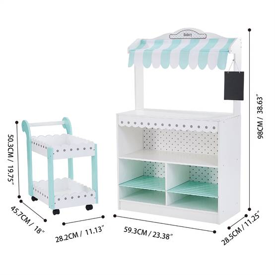 Stand de marché pour enfants 98 cm, Blanc Teamson Kids - Image 3