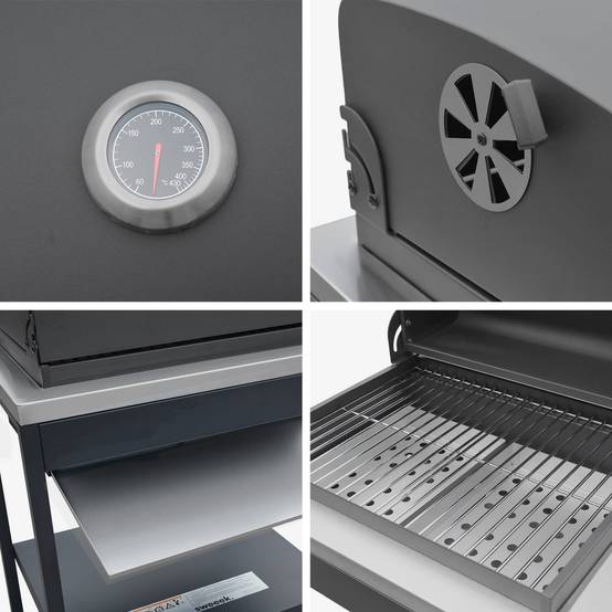 sweeek - Barbecue grill charbon de bois noir Naxos grille chromée 2 étagères | sweeek - Image 7