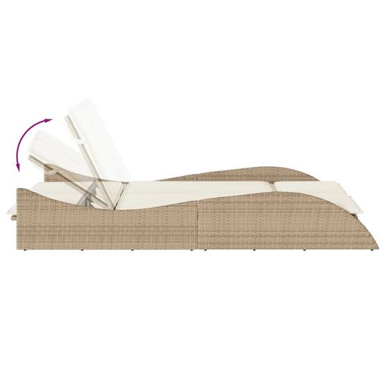 Maison Chic - Bain de soleil - Transat - Chaise longue avec coussins beige 114x205x73 cm résine tressée - MEUBLE PRO-JU6574 - Image 7