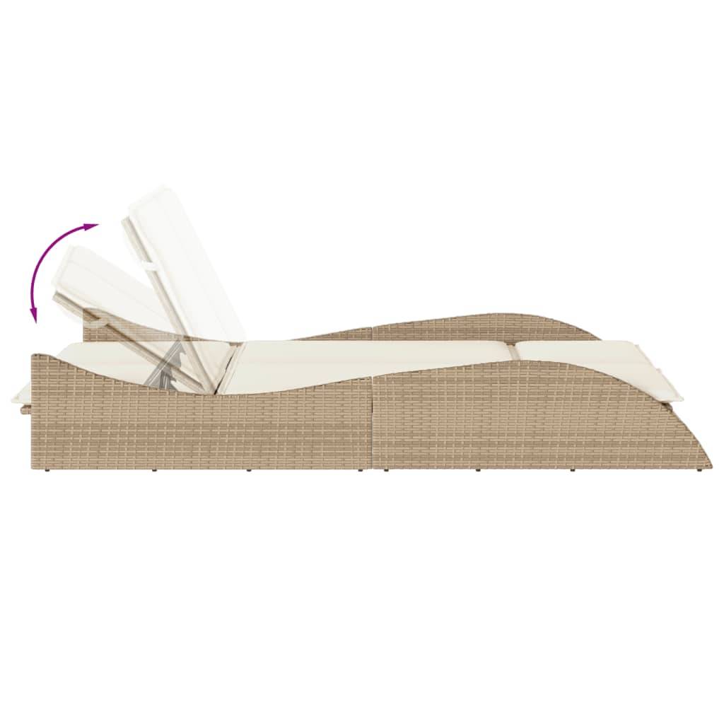 Maison Chic - Bain de soleil - Transat - Chaise longue avec coussins beige 114x205x73 cm résine tressée - MEUBLE PRO-JU6574 - Image 7