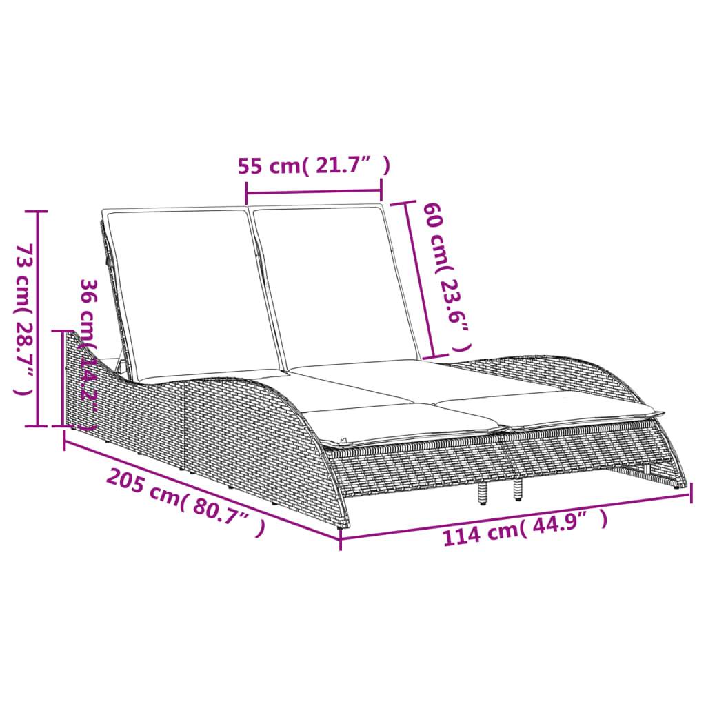 Maison Chic - Bain de soleil - Transat - Chaise longue avec coussins beige 114x205x73 cm résine tressée - MEUBLE PRO-JU6574 - Image 10