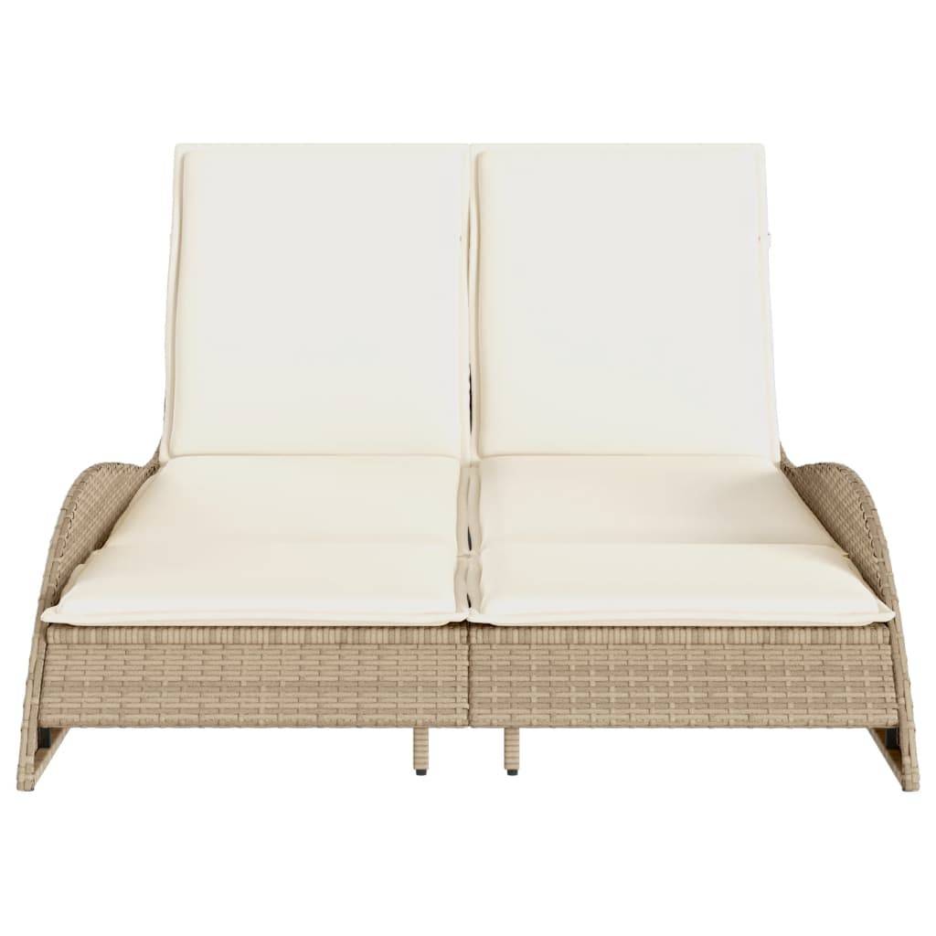 Maison Chic - Bain de soleil - Transat - Chaise longue avec coussins beige 114x205x73 cm résine tressée - MEUBLE PRO-JU6574 - Image 4