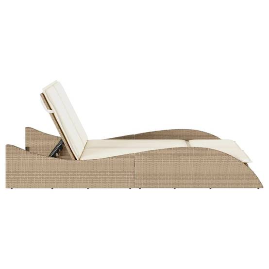 Maison Chic - Bain de soleil - Transat - Chaise longue avec coussins beige 114x205x73 cm résine tressée - MEUBLE PRO-JU6574 - Image 5
