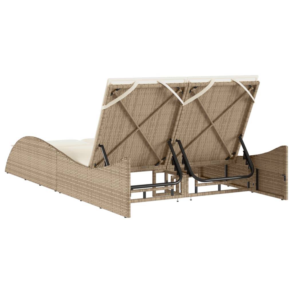 Maison Chic - Bain de soleil - Transat - Chaise longue avec coussins beige 114x205x73 cm résine tressée - MEUBLE PRO-JU6574 - Image 6