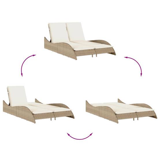 Maison Chic - Bain de soleil - Transat - Chaise longue avec coussins beige 114x205x73 cm résine tressée - MEUBLE PRO-JU6574 - Image 8