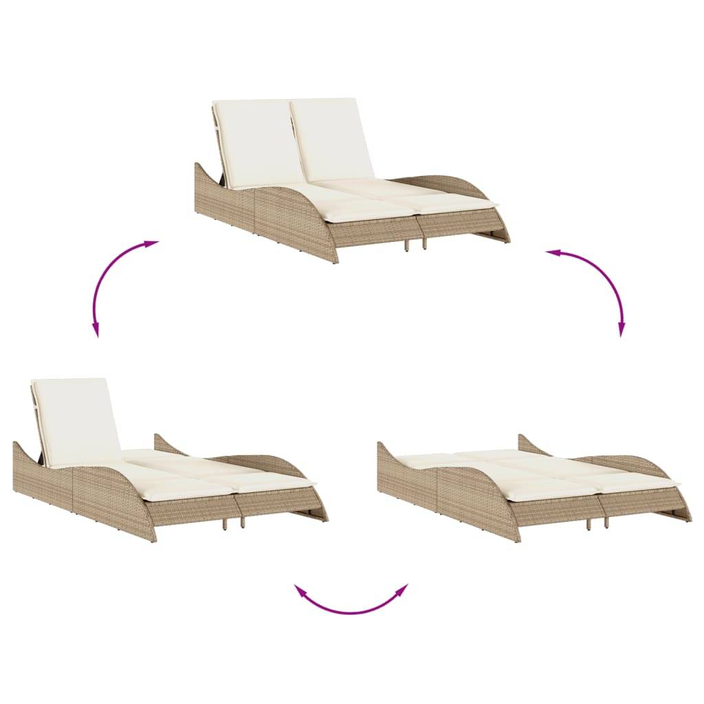 Maison Chic - Bain de soleil - Transat - Chaise longue avec coussins beige 114x205x73 cm résine tressée - MEUBLE PRO-JU6574 - Image 8