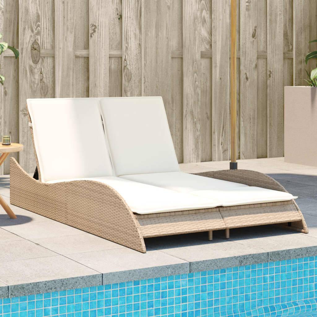 Maison Chic - Bain de soleil - Transat - Chaise longue avec coussins beige 114x205x73 cm résine tressée - MEUBLE PRO-JU6574 - Image 2