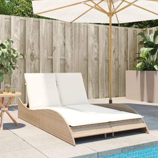 Maison Chic - Bain de soleil - Transat - Chaise longue avec coussins beige 114x205x73 cm résine tressée - MEUBLE PRO-JU6574 - Image 3