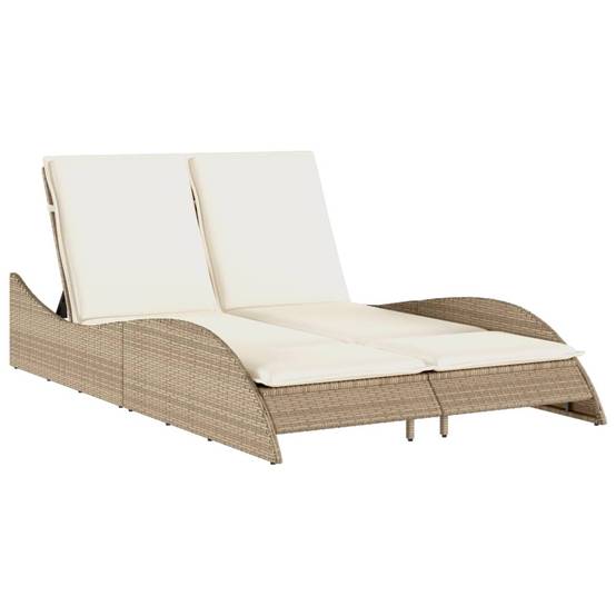 Maison Chic - Bain de soleil - Transat - Chaise longue avec coussins beige 114x205x73 cm résine tressée - MEUBLE PRO-JU6574 - Image 1