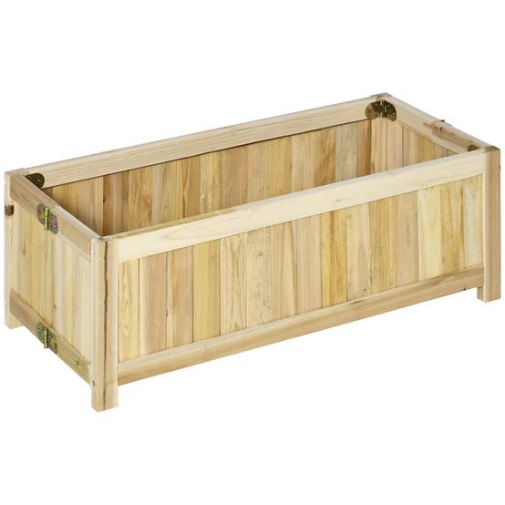 Jardinière pliable sur pied bois sapin balcon terrasse gain de place 70x30x25cm beige - ComfortXL Outdoor Living - Image 2
