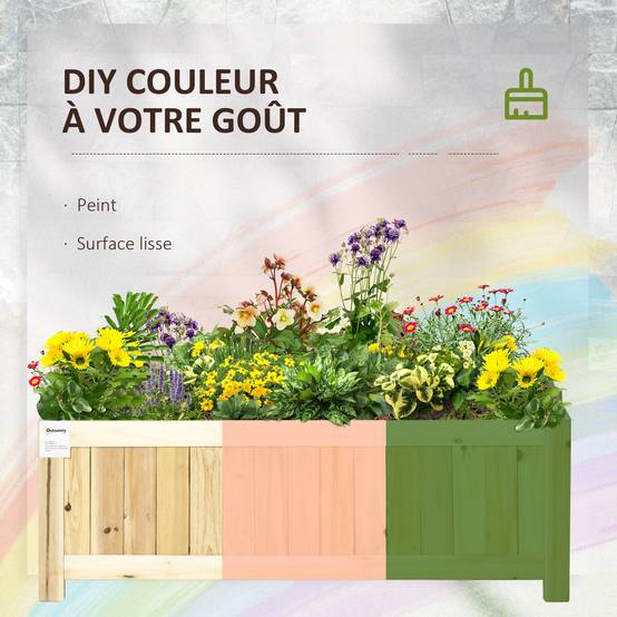 Jardinière pliable sur pied bois sapin balcon terrasse gain de place 70x30x25cm beige - ComfortXL Outdoor Living - Image 8