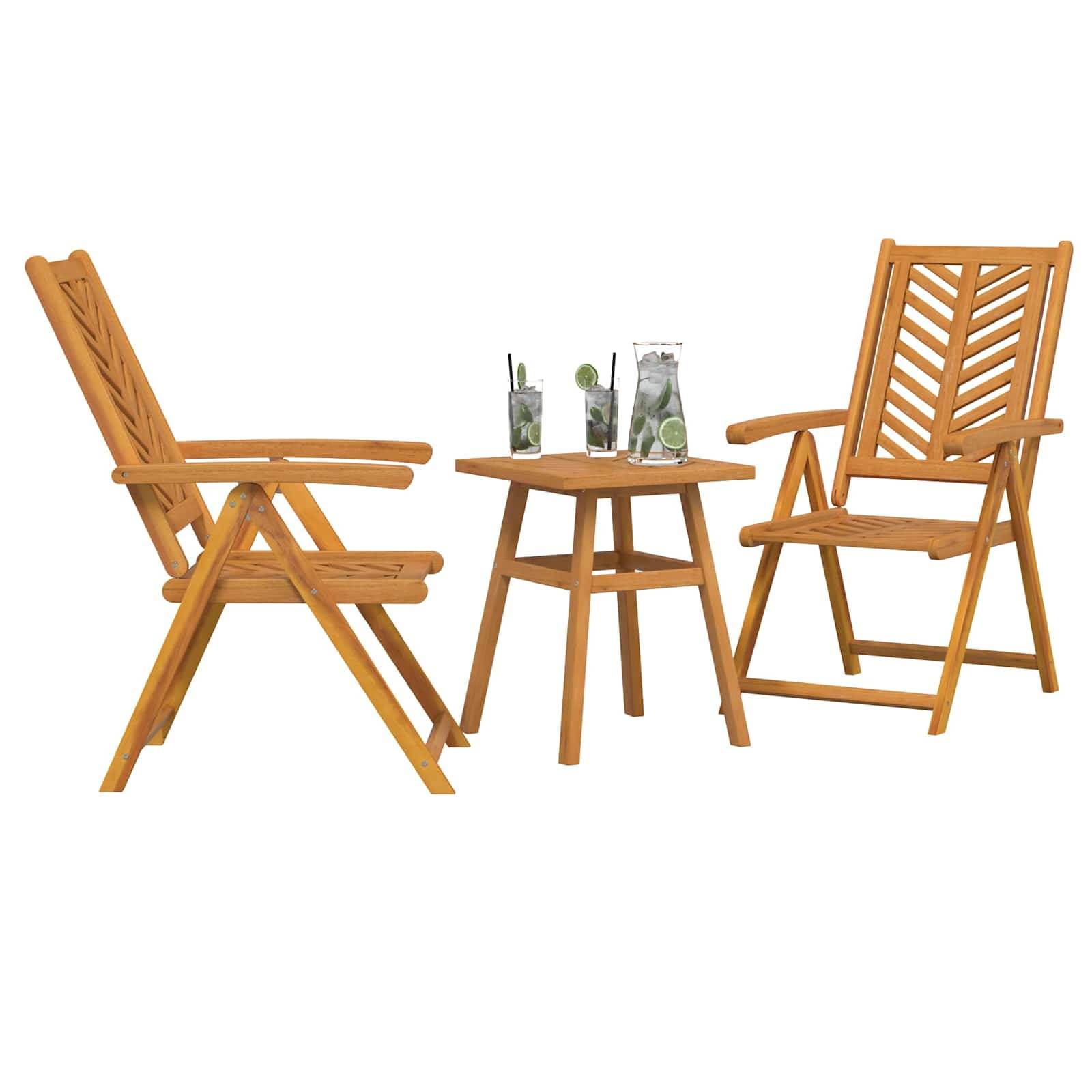 Ensemble de salle à manger jardin bois d'acacia massif marron 45 x 45 x 60 cm (3 pièces) - PANGIVO - Image 3