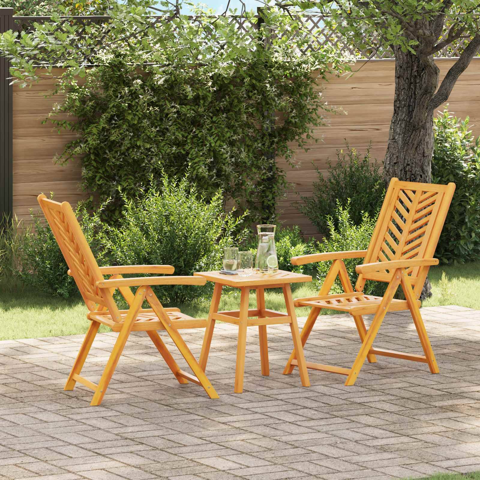 Ensemble de salle à manger jardin bois d'acacia massif marron 45 x 45 x 60 cm (3 pièces) - PANGIVO - Image 1