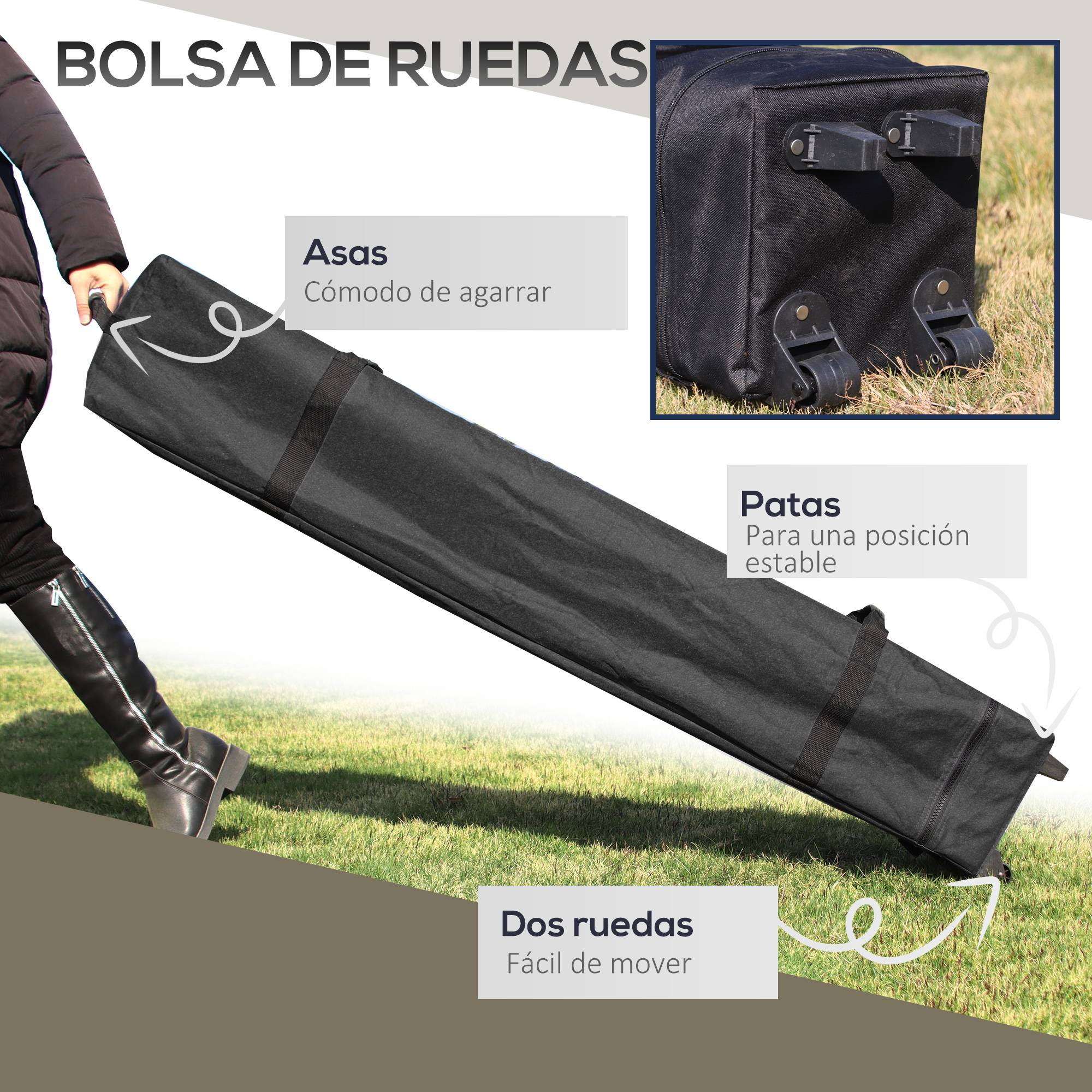 Tente pliante pop-up à hauteur réglable, protection UV50+, double toit et moustiquaires, 4 x 4 x 2,8 m, grise - Image 6