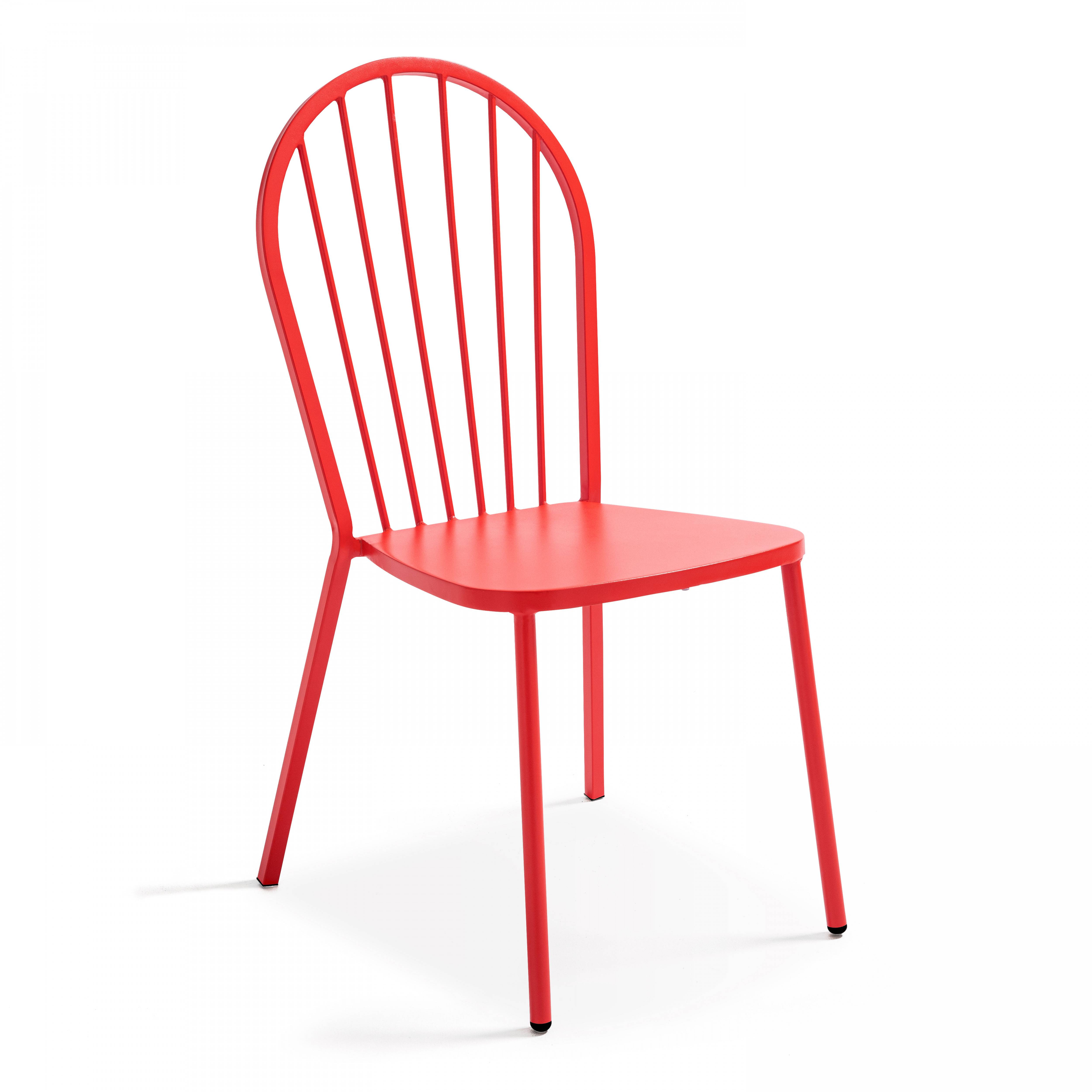 Oviala - Ensemble table ronde et 2 chaises de jardin bistrot en métal rouge Palavas - Oviala - Image 6