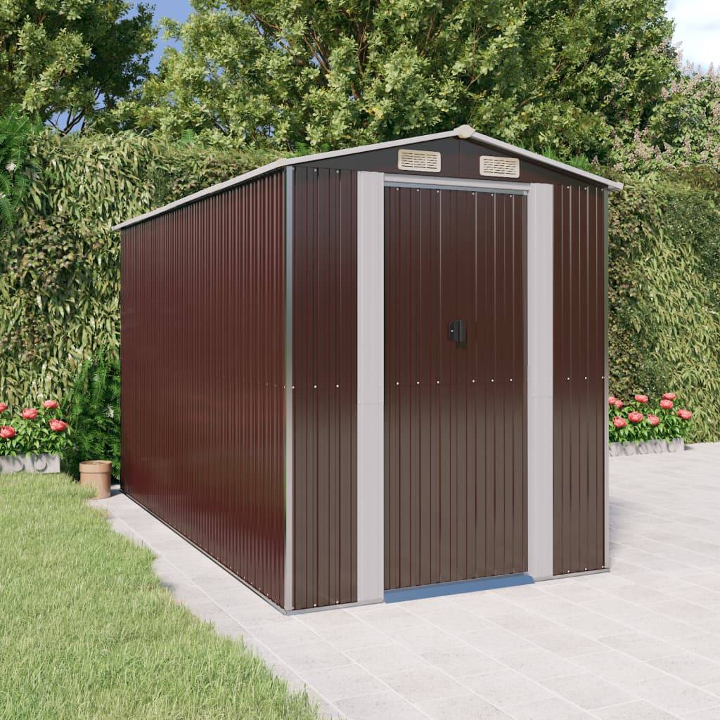Vidaxl - Abri de jardin Marron foncé 192x357x223 cm Métal galvanisé vidaXL 3147462 - Image 1