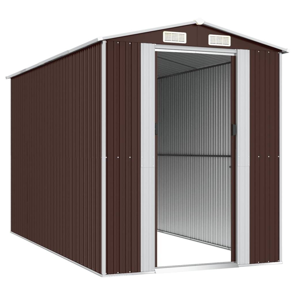 Vidaxl - Abri de jardin Marron foncé 192x357x223 cm Métal galvanisé vidaXL 3147462 - Image 5
