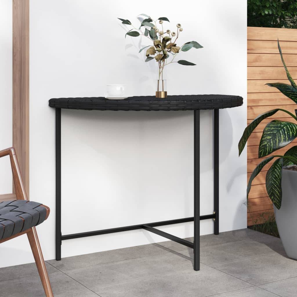 Table de Jardin Rectangulaire 100x50cm en Résine Tressée Noire, Idéale pour Balcon – ComfortXL Outdoor Living - Image 1