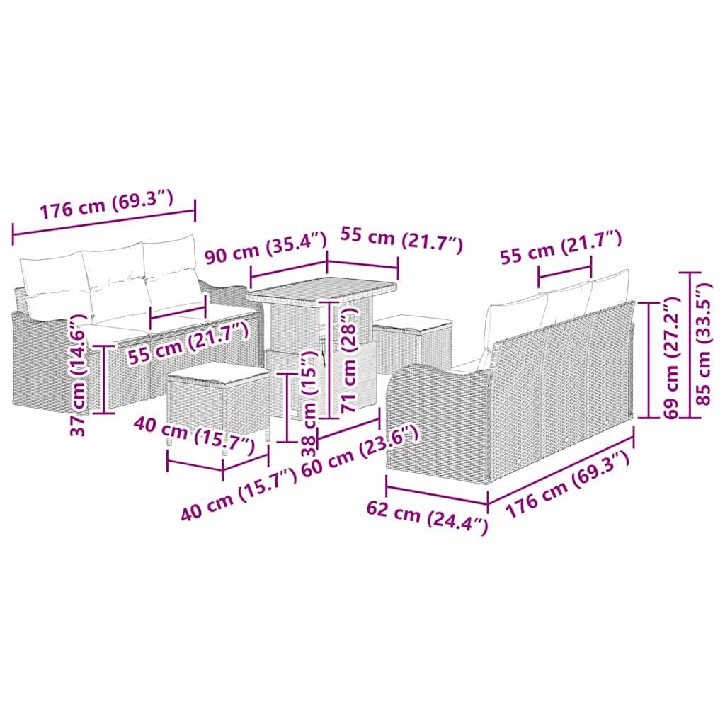 ComfortXL - Grand salon de jardin 8 places en polyrotin et acier avec table basse pour terrasse Noir – ComfortXL Outdoor Living - Image 4