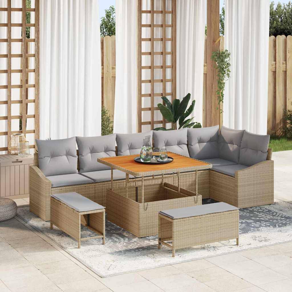 ComfortXL - Grand Salon de Jardin Modulable 9 Pièces Polyrotin et Acier 8 Personnes pour Jardin Beige – ComfortXL Outdoor Living - Image 1