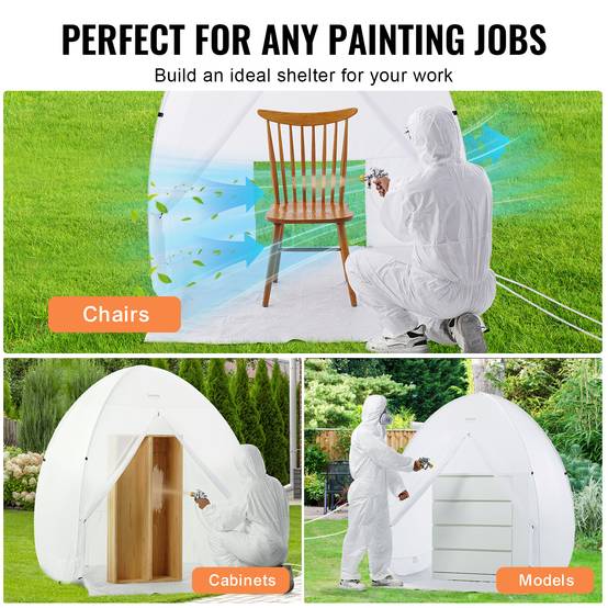 VEVOR Cabine peinture aérosol 60x60x70 po, portable, plancher, fenêtre. Pliable, bricolage. - Image 6
