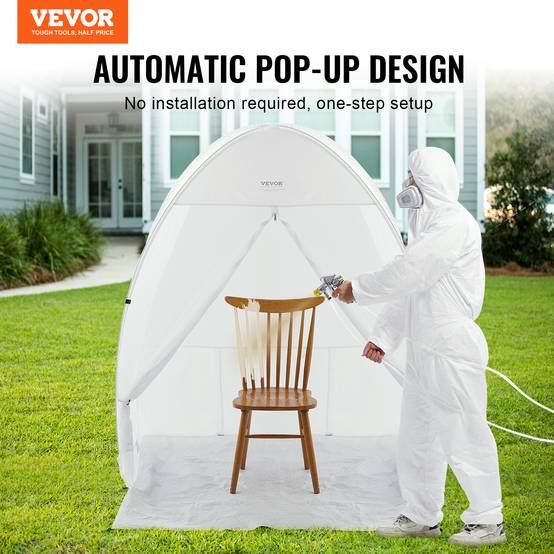 VEVOR Cabine peinture aérosol 60x60x70 po, portable, plancher, fenêtre. Pliable, bricolage. - Image 2