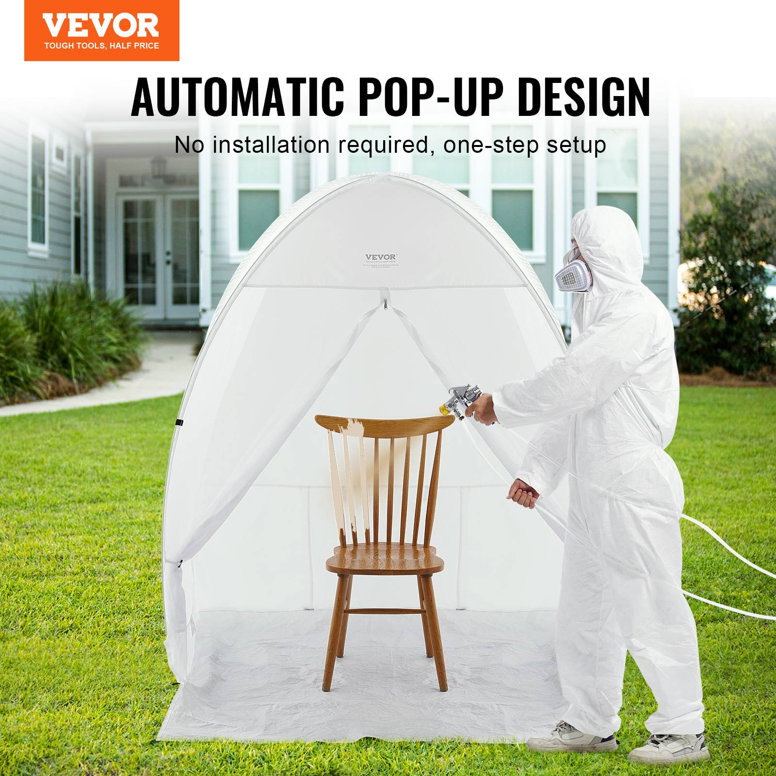 VEVOR Cabine peinture aérosol 60x60x70 po, portable, plancher, fenêtre. Pliable, bricolage. - Image 2