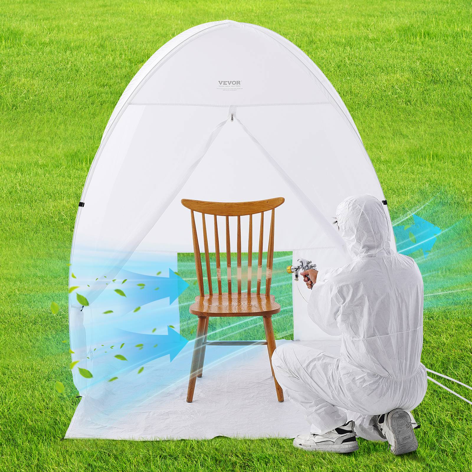 VEVOR Cabine peinture aérosol 60x60x70 po, portable, plancher, fenêtre. Pliable, bricolage. - Image 8