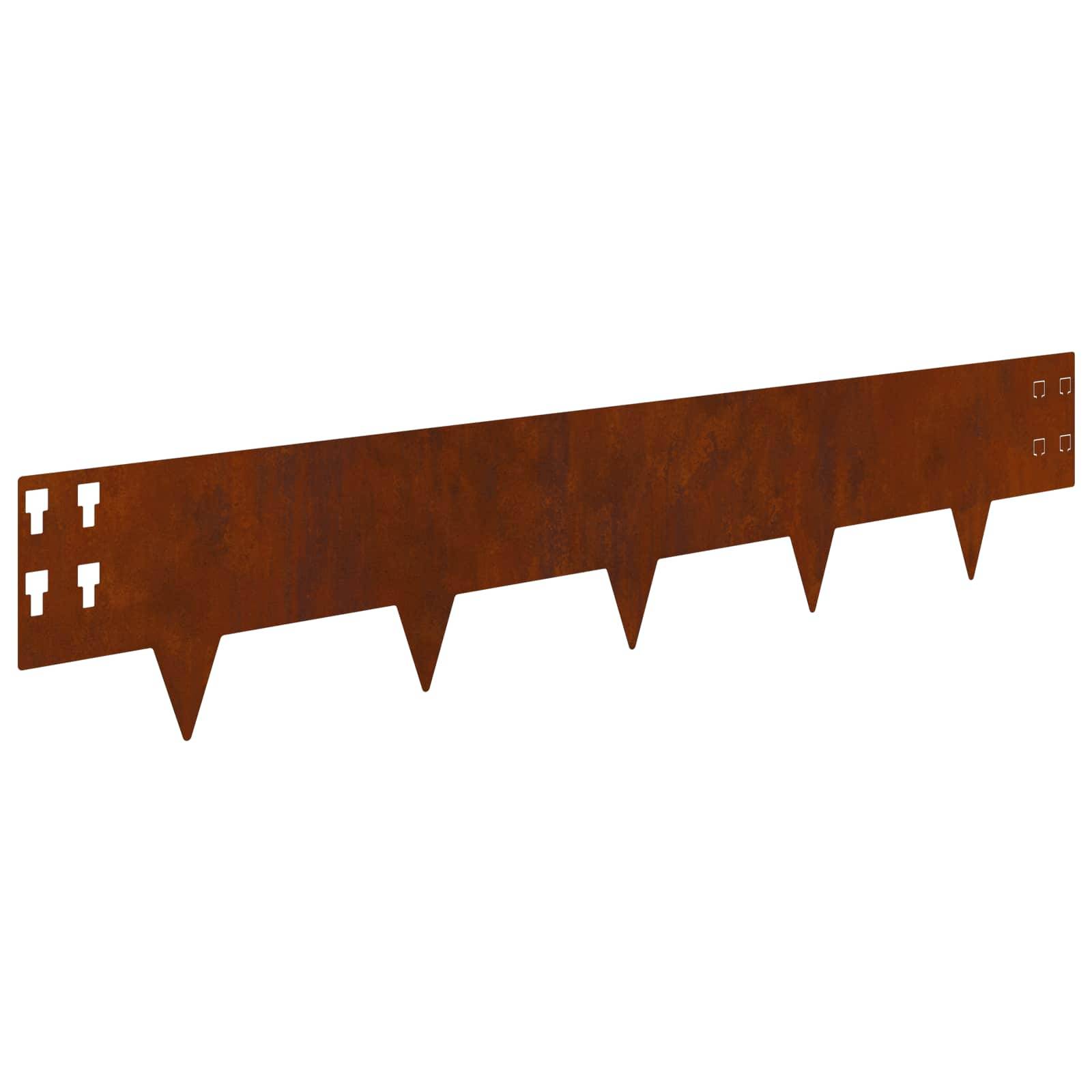 Bordure de jardin acier aménagement extérieur démarcation 10pcs 100x20cm rouillé - ComfortXL Outdoor Living - Image 7