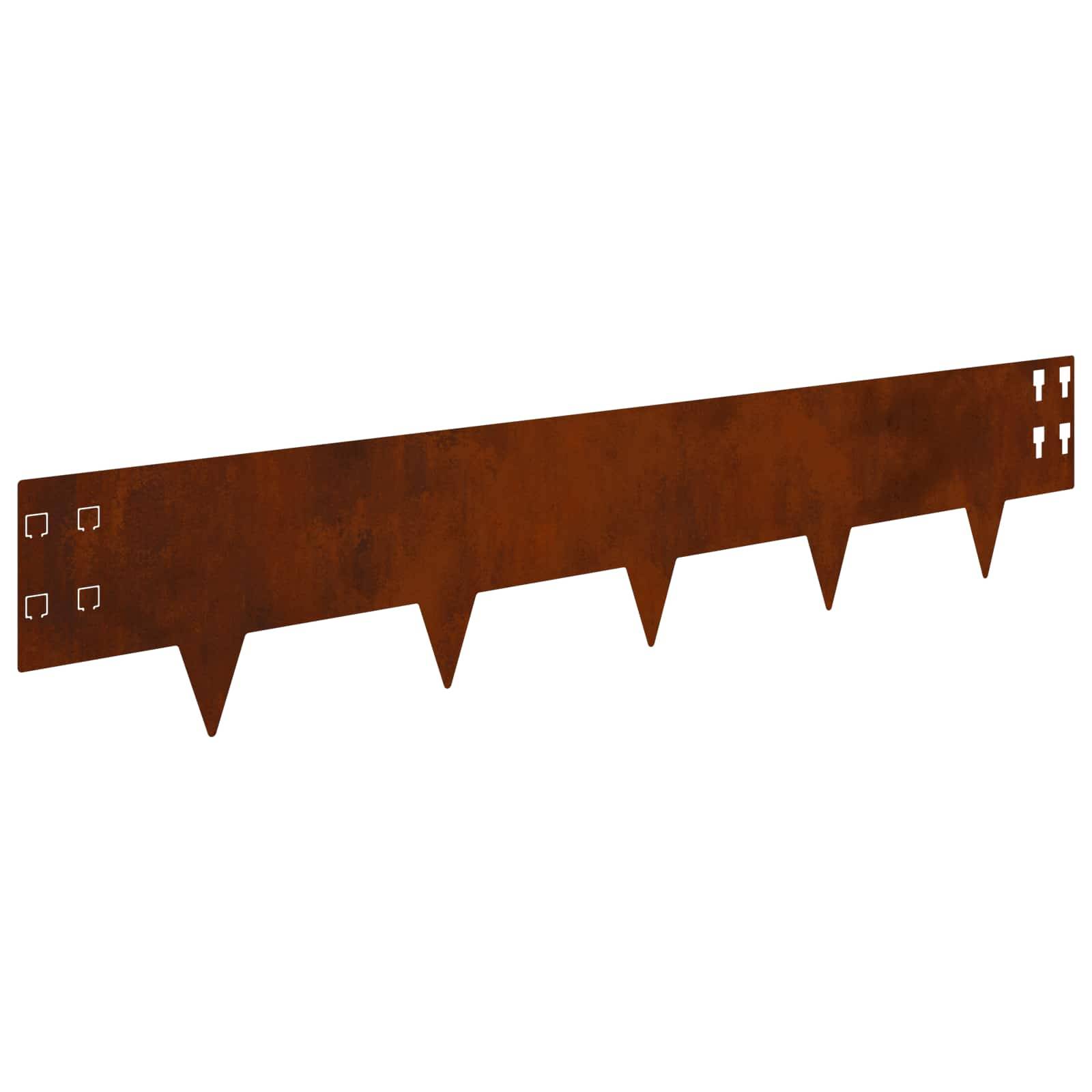 Bordure de jardin acier aménagement extérieur démarcation 10pcs 100x20cm rouillé - ComfortXL Outdoor Living - Image 2