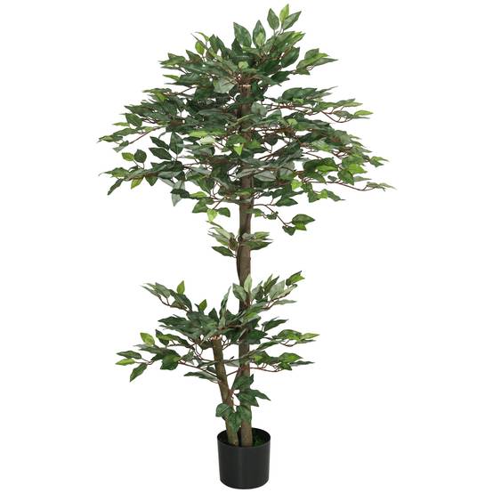 Sans Marque - Ficus artificiel de 150 cm avec 1008 feuilles, mousse et pot, plante artificielle verte décorative - Image 2