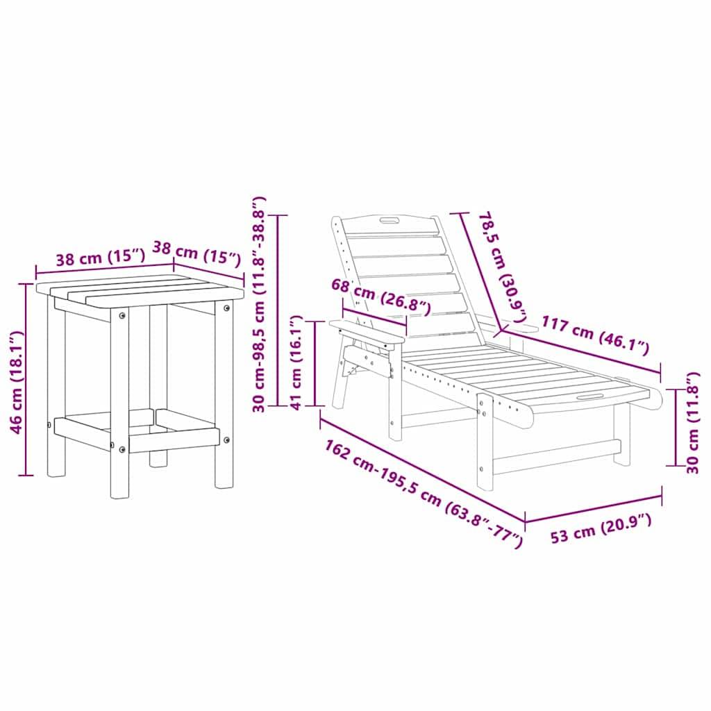 Vidaxl - Transat 3 pcs Blanc Polyéthylène vidaXL 3335854 - Image 3