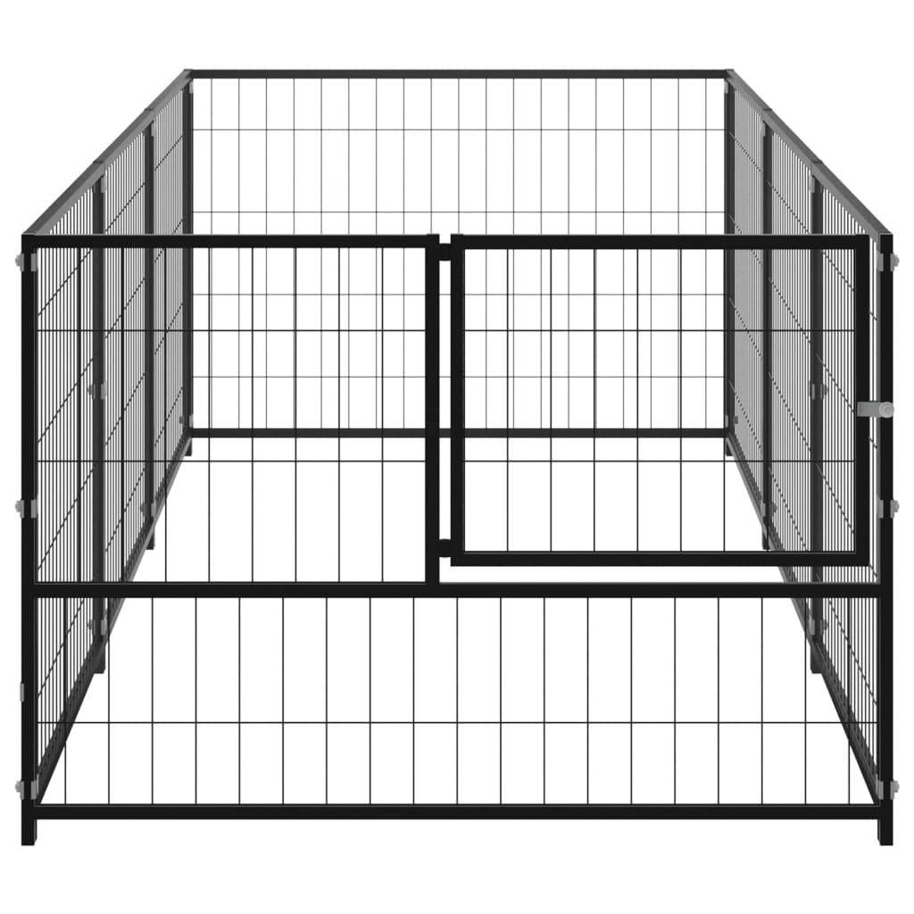 Helloshop26 - Chenil extérieur cage enclos parc animaux chien noir 3 m² acier - Image 4