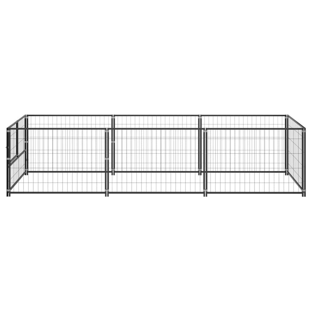 Helloshop26 - Chenil extérieur cage enclos parc animaux chien noir 3 m² acier - Image 3